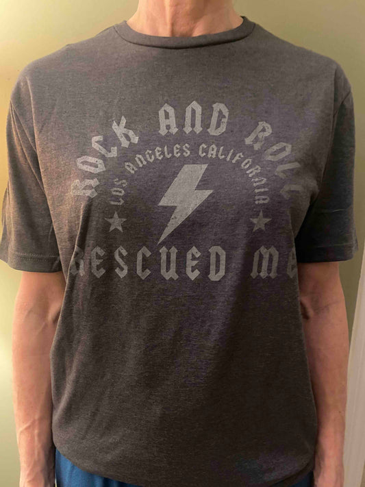 Rock and Rock Rescued Me Dark Heather Charcoal Gray Shirt